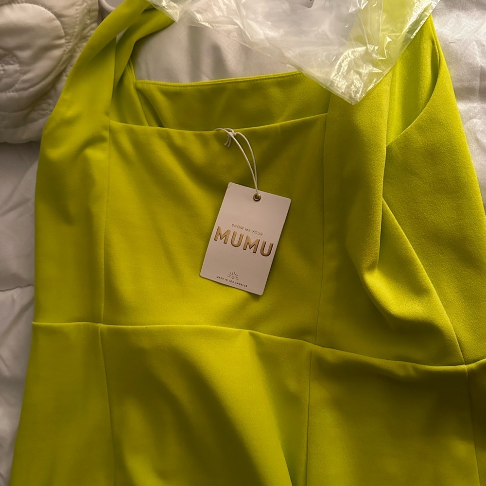 Show me your mumu sheath dress in neon yellow/green